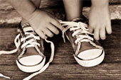 learning to tie shoes