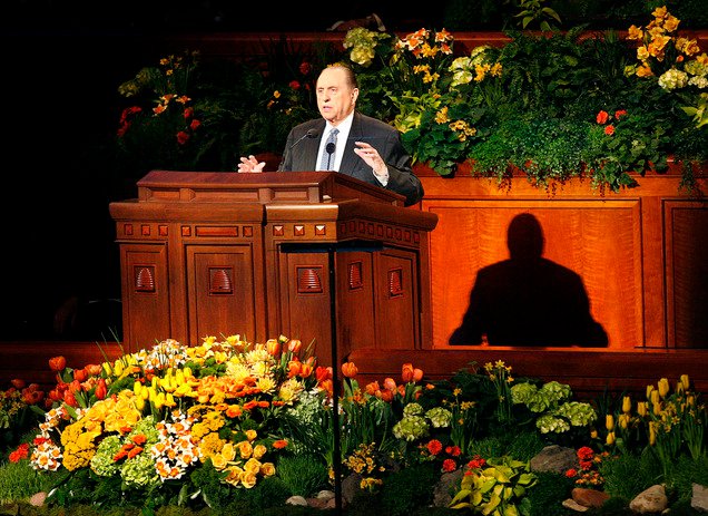 Conference_Prophet Thomas S Monson speaking