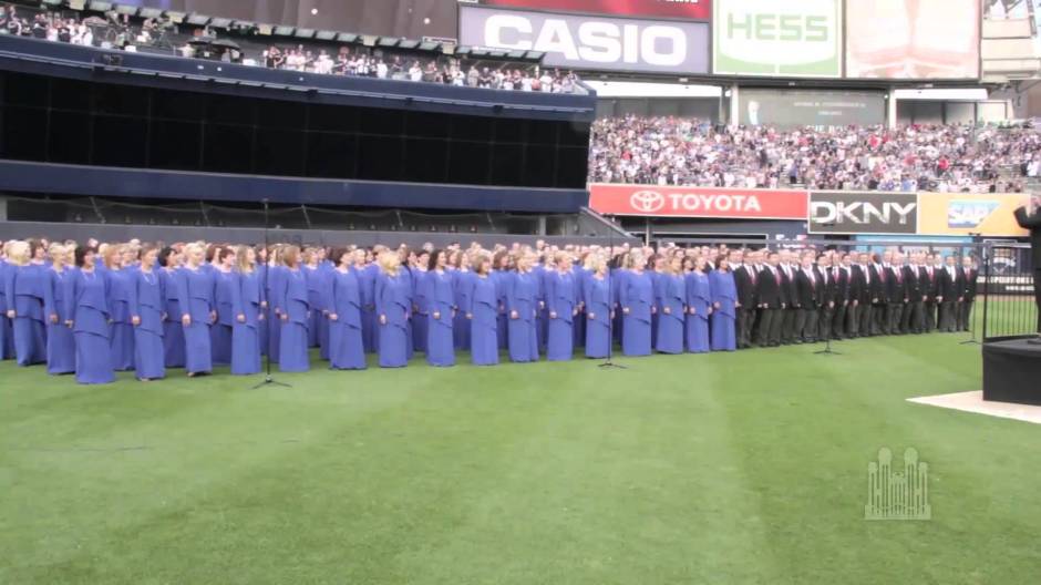 The Mormon Tabernacle Choir performing in Yankee Stadium on July 3, 2015