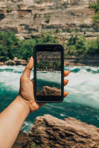 image of river on smartphone
