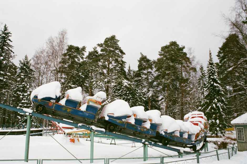 snow covered rolling coaster